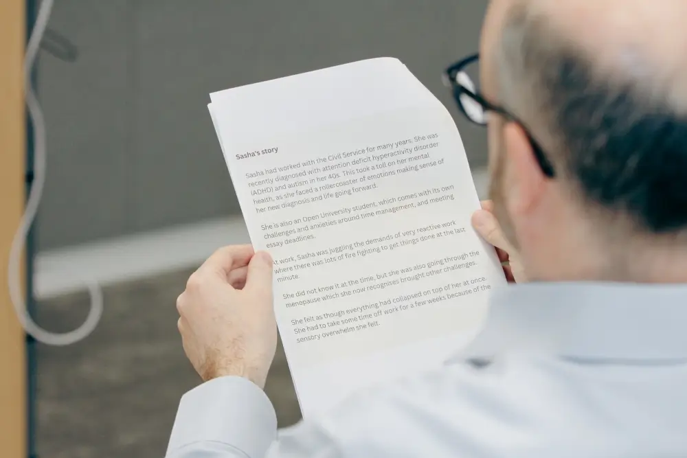 man reading document